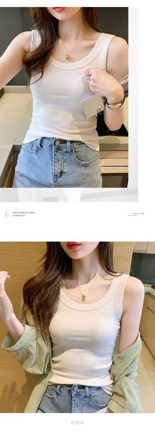 抖音爆款百搭防走光无袖内搭打底吊带背心女夏季修身显瘦外穿韩版 pic 5