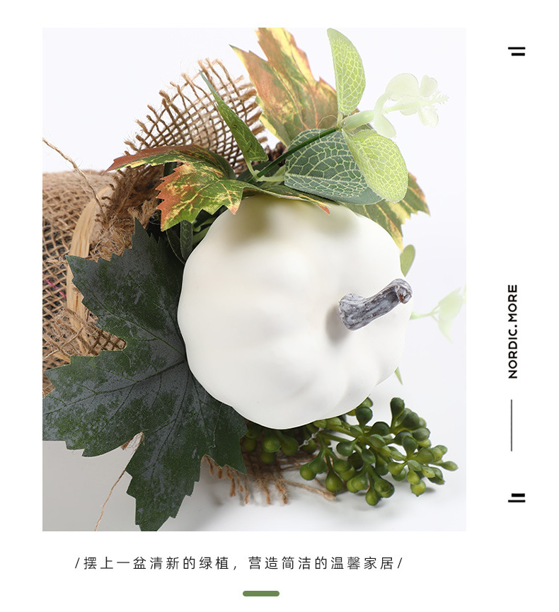 跨境节庆植物摆件仿真南瓜松针松果装篮万圣节圣诞室内装饰品批发详情11