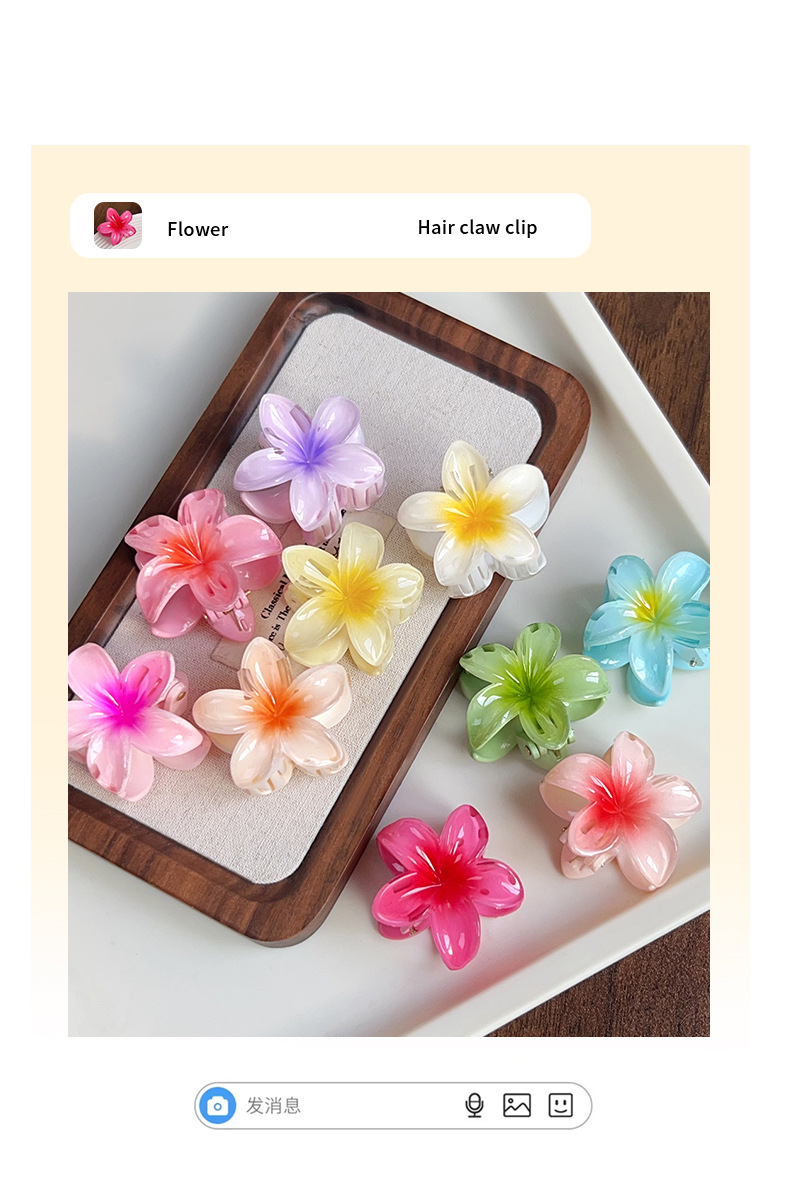 Romantic, elegant, beach vacation, small frangipani hair clip, shark clip, back clip, hair clip, half clip pic 2