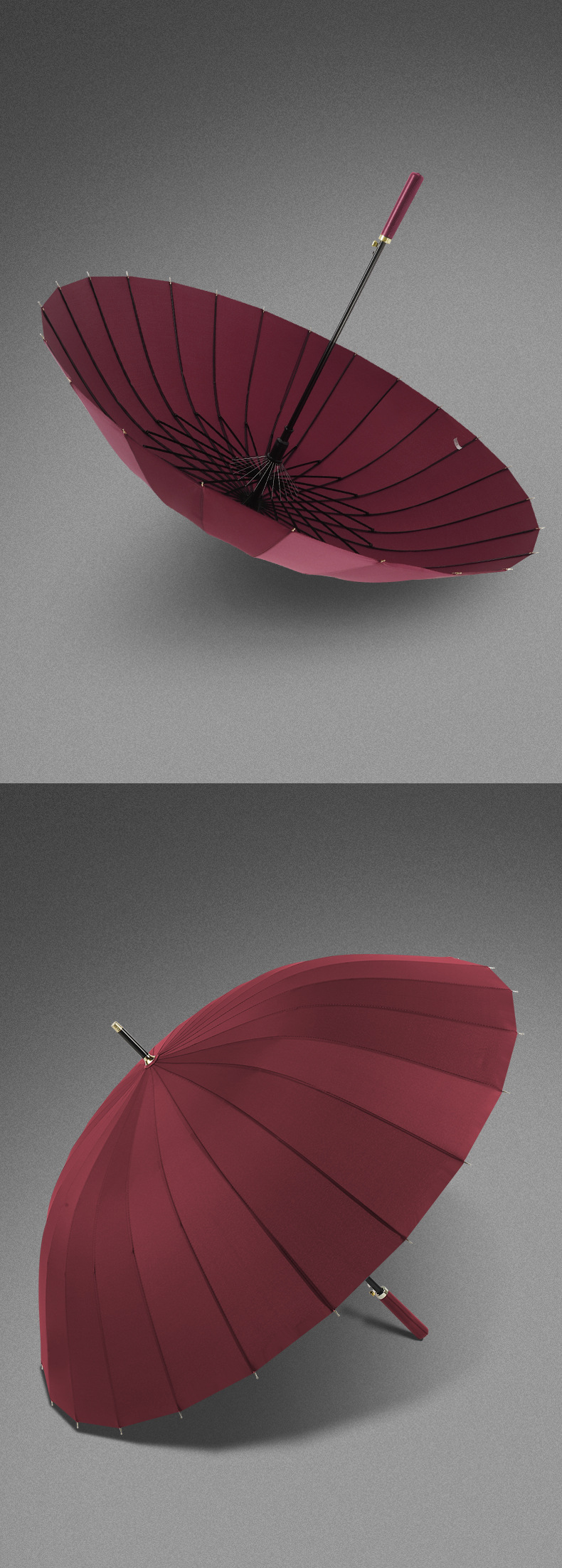 23-inch automatic long-handled umbrella, curved handle gift, straight pole umbrella, 24-bone golf advertising umbrella, custom printed logo pic 31