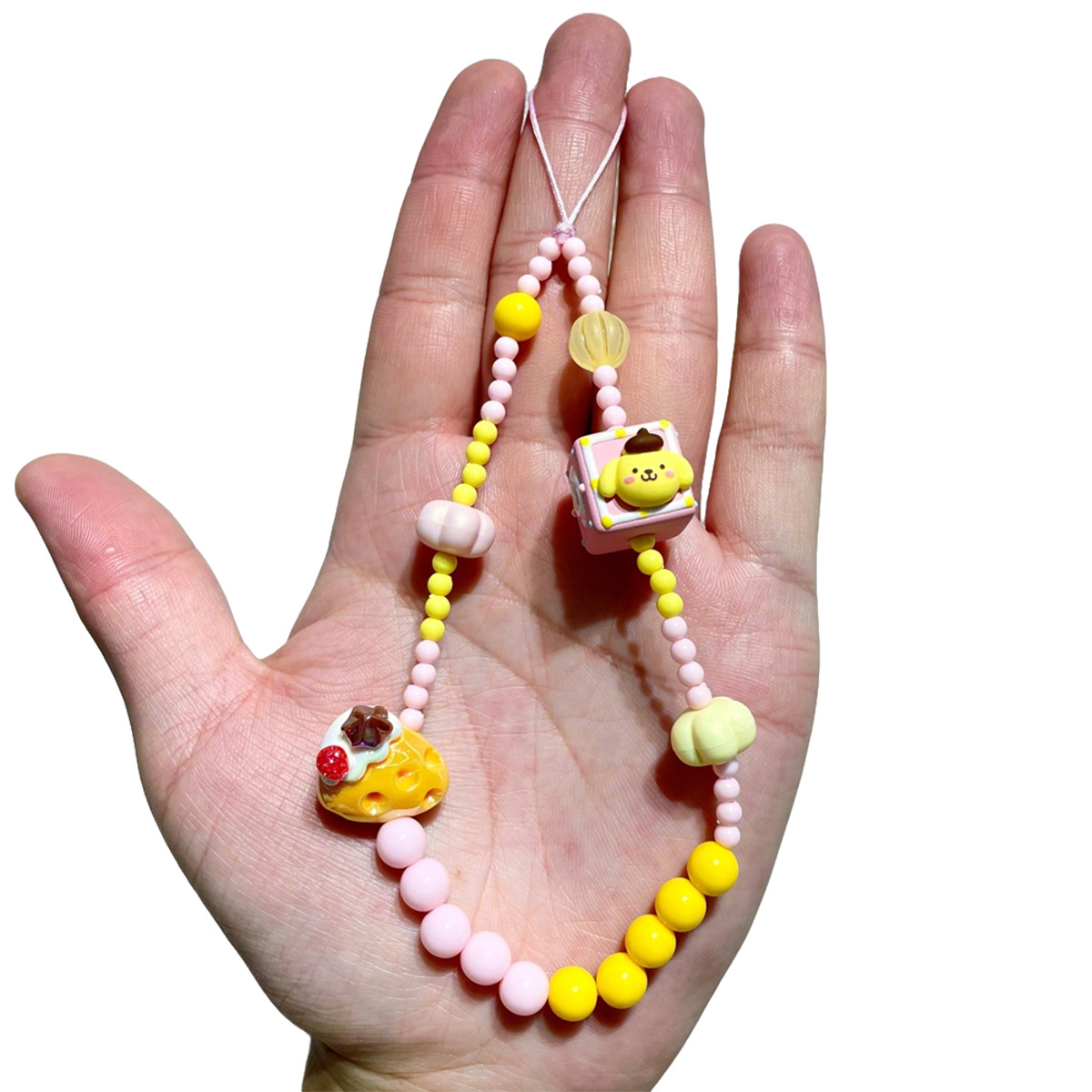 Gradient color-blocking cartoon beaded mobile phone chain, cute 3D doll hand-painted pendant, girlish Ins-style ccd pendant pic 14