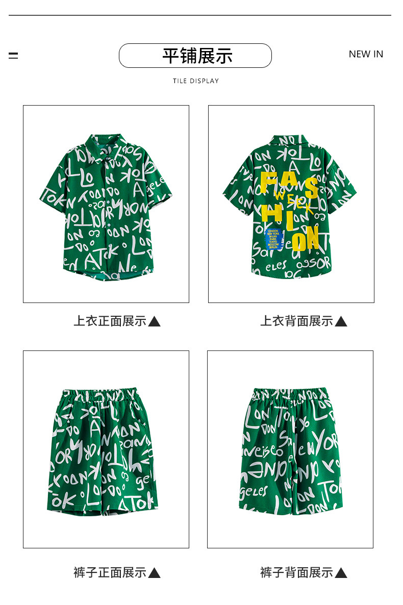 Niño vestido de verano manga corta blusa conjunto 2025 nuevo trendy grande niño dos piezas niño frito street sport pic 3