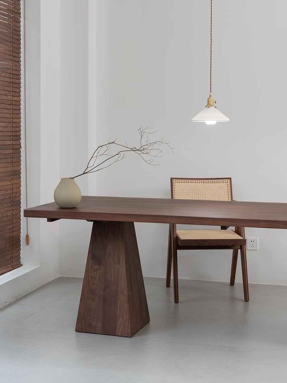 侘寂风日式黑色实木餐桌白蜡木饭桌长桌子家用长方形书桌极简餐桌餐厅桌办公桌大气时尚坚固木质配套办公用品详情6