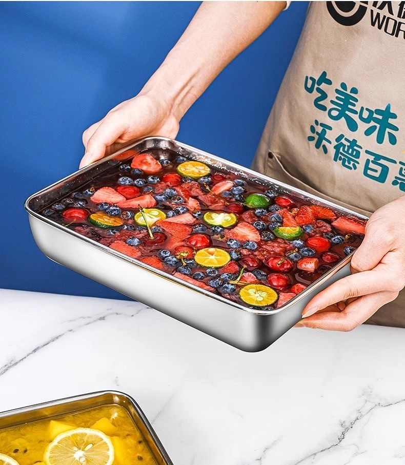大方盘316食品级不锈钢带盖方盒毛巾盘保鲜盒冰箱收纳厨房烤箱盘详情19