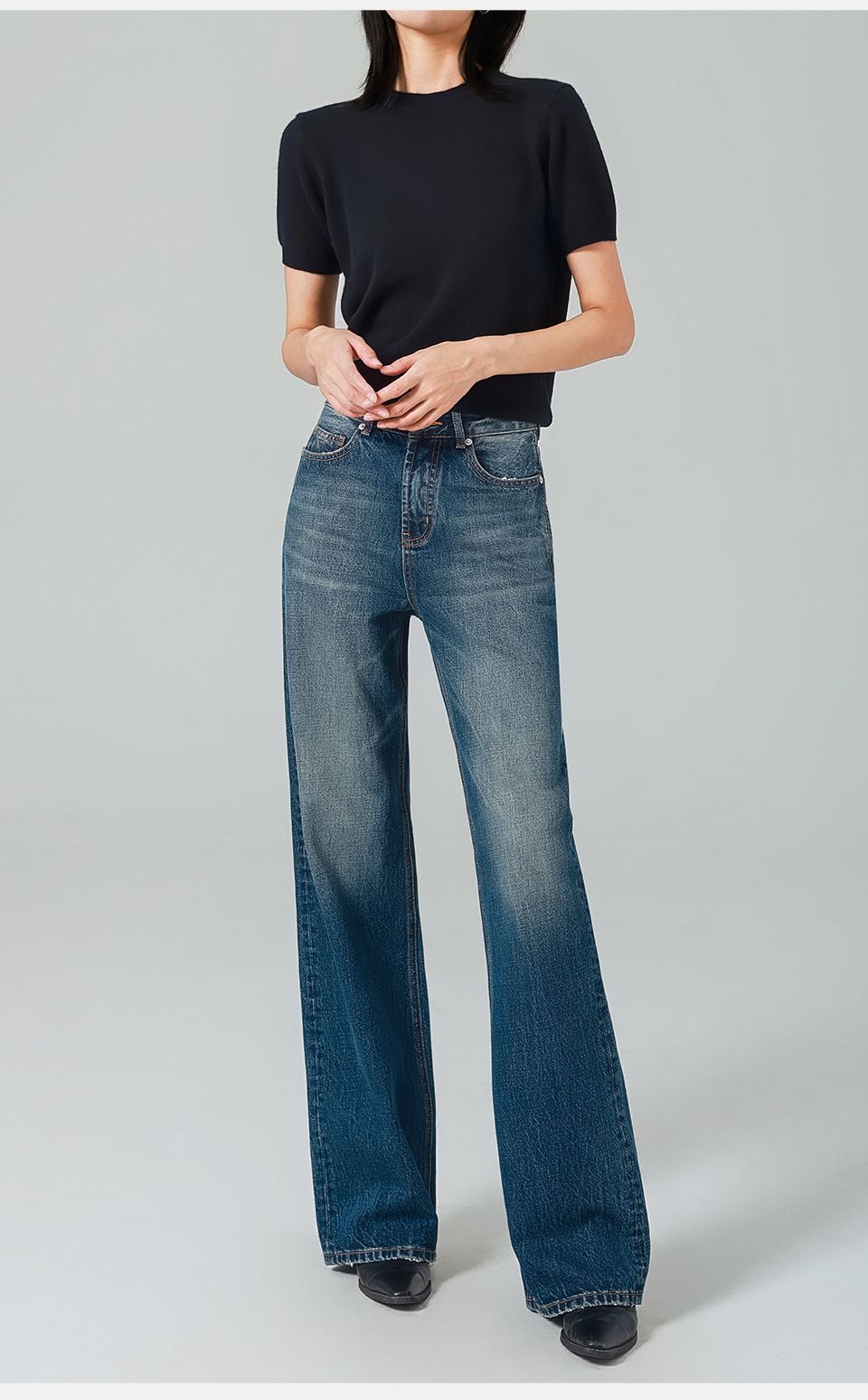怀旧高腰阔腿牛仔裤女Jeans 复古风直筒裤25秋新款洗水显瘦宽松潮详情28