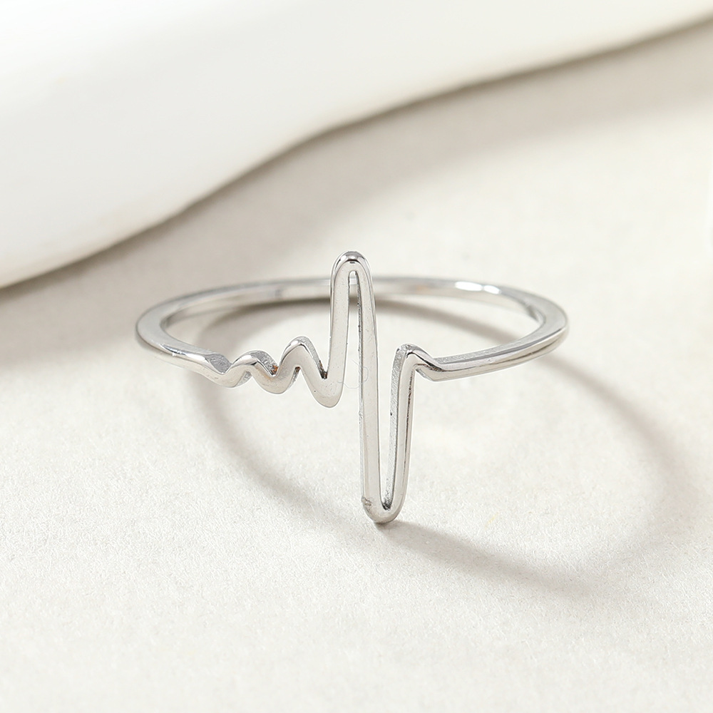 欧美热销 切割心电图钛钢戒指 时尚个性钛钢情侣指环不锈钢饰品厂详情5