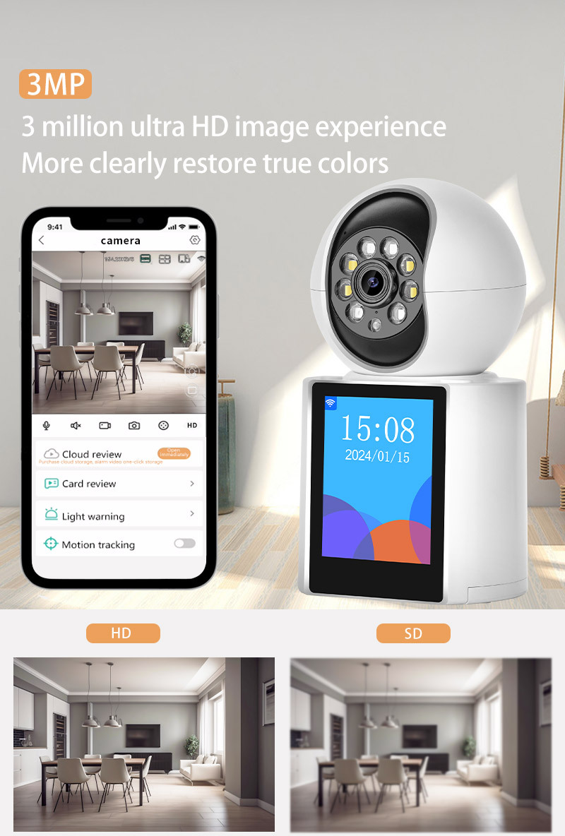 双向视频通话摄像头家用高清一键呼叫摄像机室内wifi无线网络监器详情3