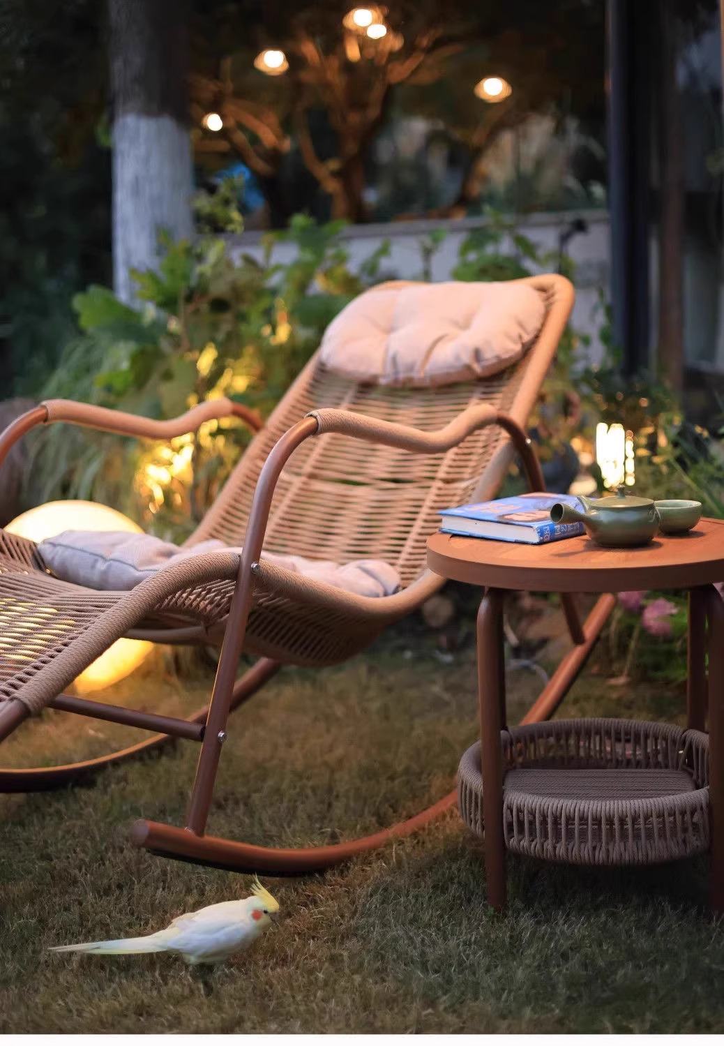 懒人摇摇椅藤制躺椅大人午休沙发户外庭院露台逍遥椅阳台休闲摇摆详情7