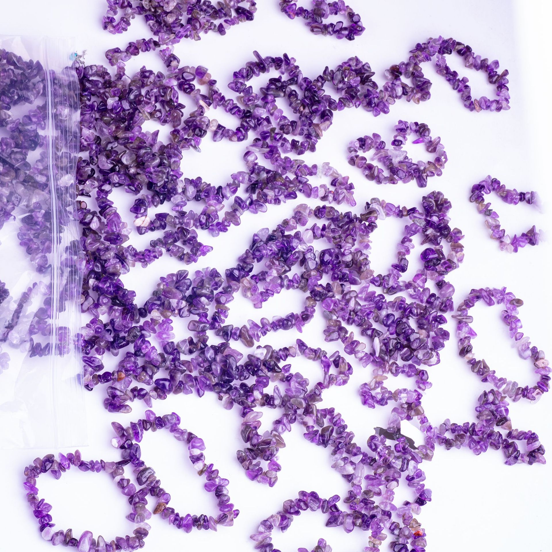 批发天然石水晶碎石女士链条手串不规则小碎石紫晶手串手饰品详情23