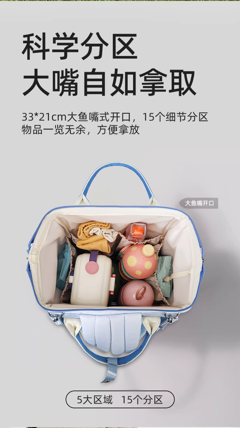 新款妈咪包多功能轻便百搭双肩包带娃外出大容量母婴包孕妈待产包详情5