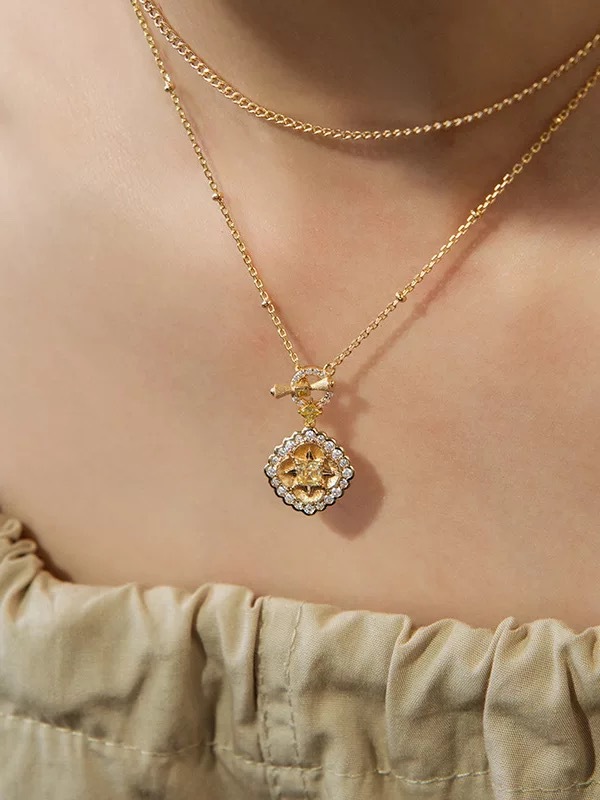 Серебряное позолоченное золото S925 s925, итальянское искусственное колье из ретро-ремесла pic 2