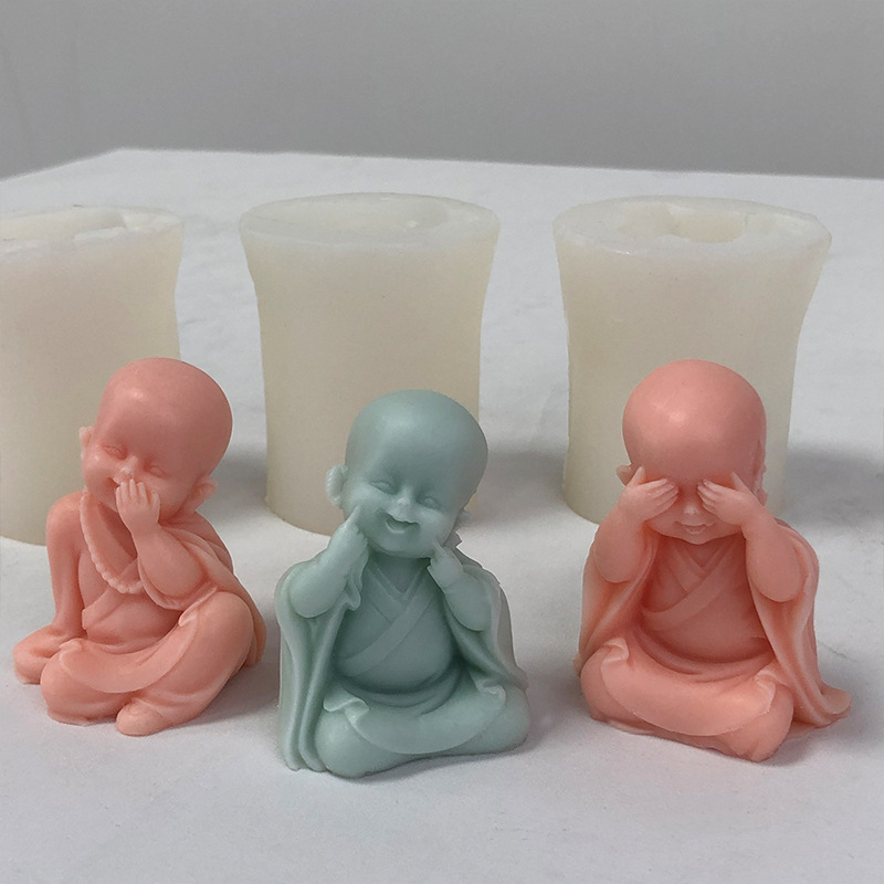 小和尚香薰石膏蜡烛硅胶模具diy佛像摆件观音菩萨如来佛滴胶模具详情7