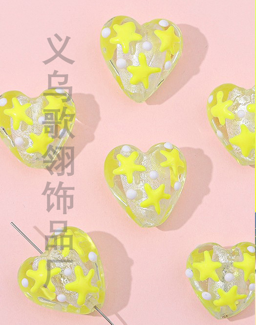 情人节手绘琉璃桃心DIY手链项链手机链斜挎链配饰详情5