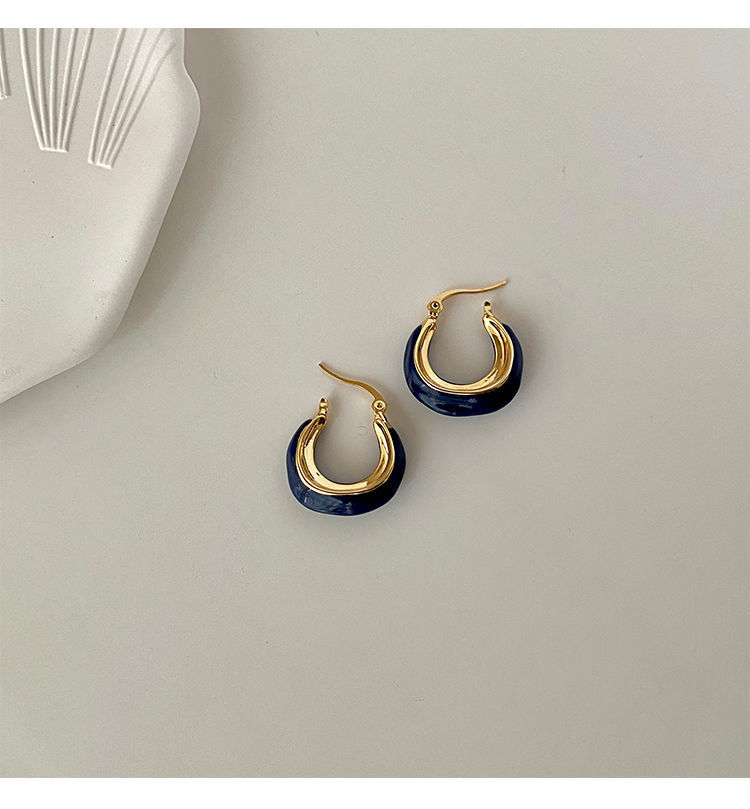 French retro Klein blue earrings with a niche design sense, elegant and high-end style. Spring and summer earrings, the latest trend in 2022 pic 23