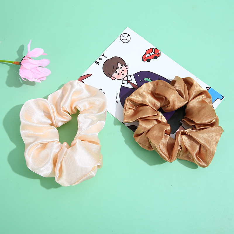 Wholesale of 6 colors of European and American cross-border simple and elegant colored fabric large intestine rings, hair rings, solid color fabric rings, hair ties and headwear pic 5