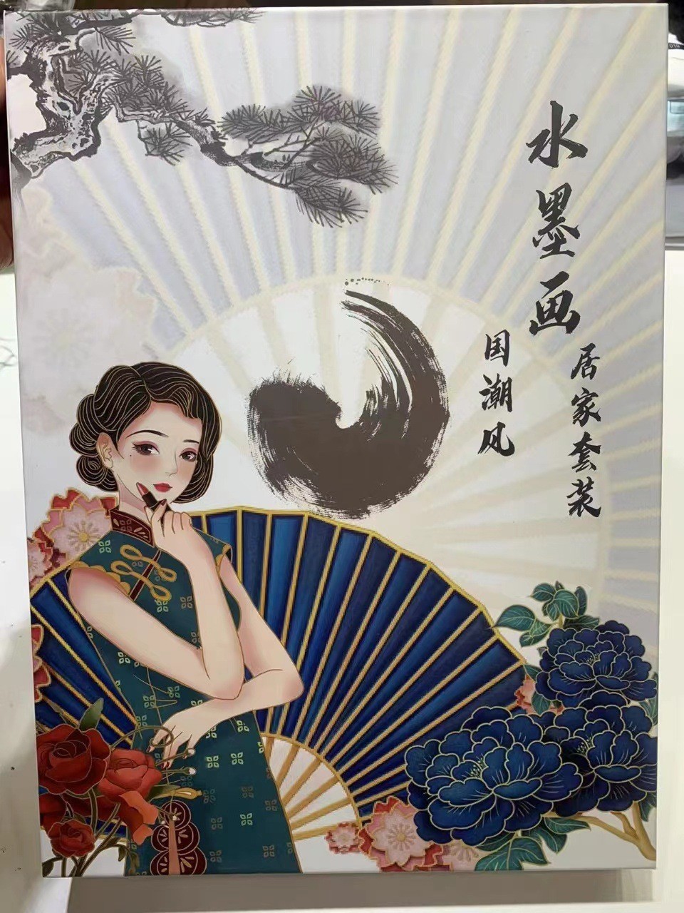 国潮水墨画四件套国潮风睡衣时尚夏季宽松舒适印花冰感家居服套装盒装详情10