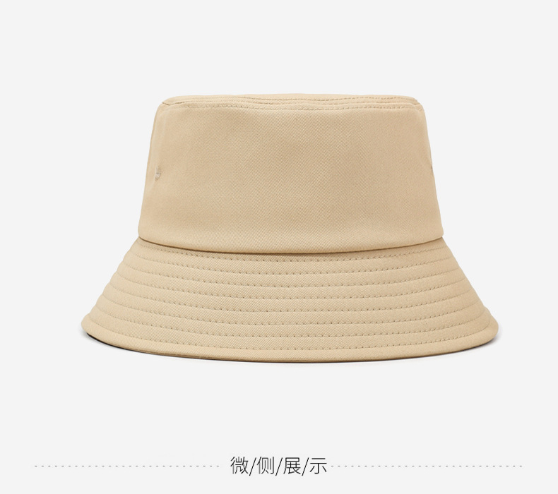 棉渔夫帽刺绣logo空白单面盆帽印字平顶太阳帽女印刷防晒大檐盆帽详情11