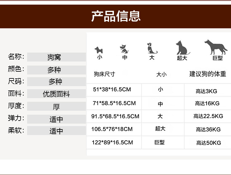 新款海绵四季可用狗窝方形宠物窝透气宠物床夏季清凉冬季保暖沙发详情6