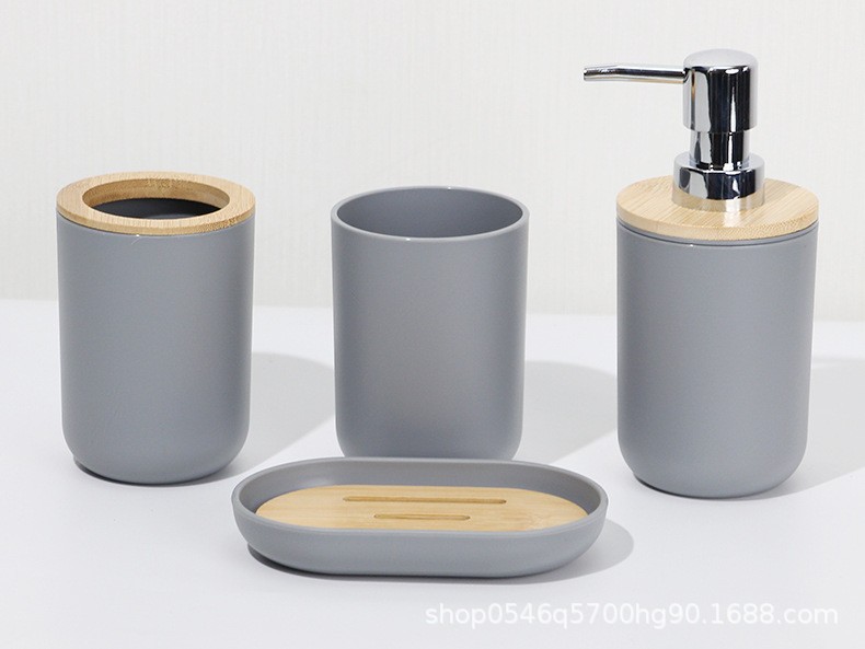 卫浴套件竹制品马桶刷套装浴室洗漱皂液器肥皂盒牙刷架卫生间用品详情5
