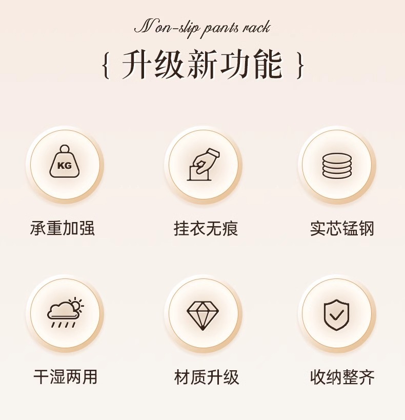 鹅型裤架 加粗挂裤子专用衣架家用衣柜内收纳神器不锈钢防滑无痕详情1
