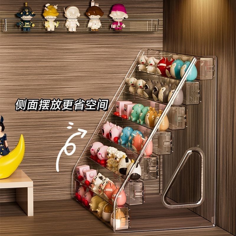 萌粒展示架多层乐高盲盒手办收纳盒透明亚克力吧唧立牌玩具陈列架详情10