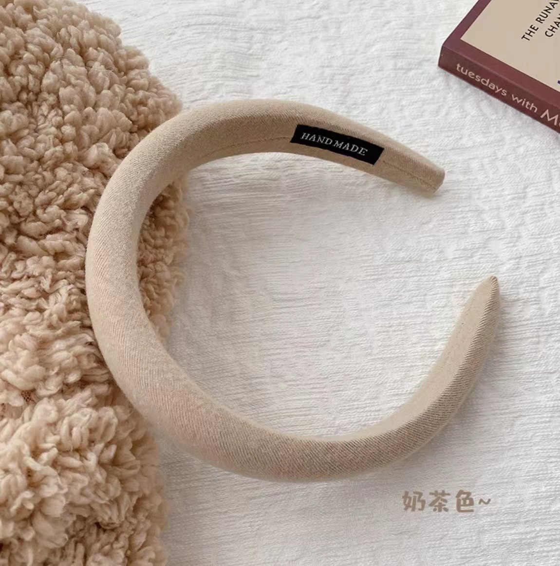 Wholesale macaron-colored hair bands for women, high top and wide edge sponge headbands, solid color compression hair accessories, versatile diy hair accessories pic 7