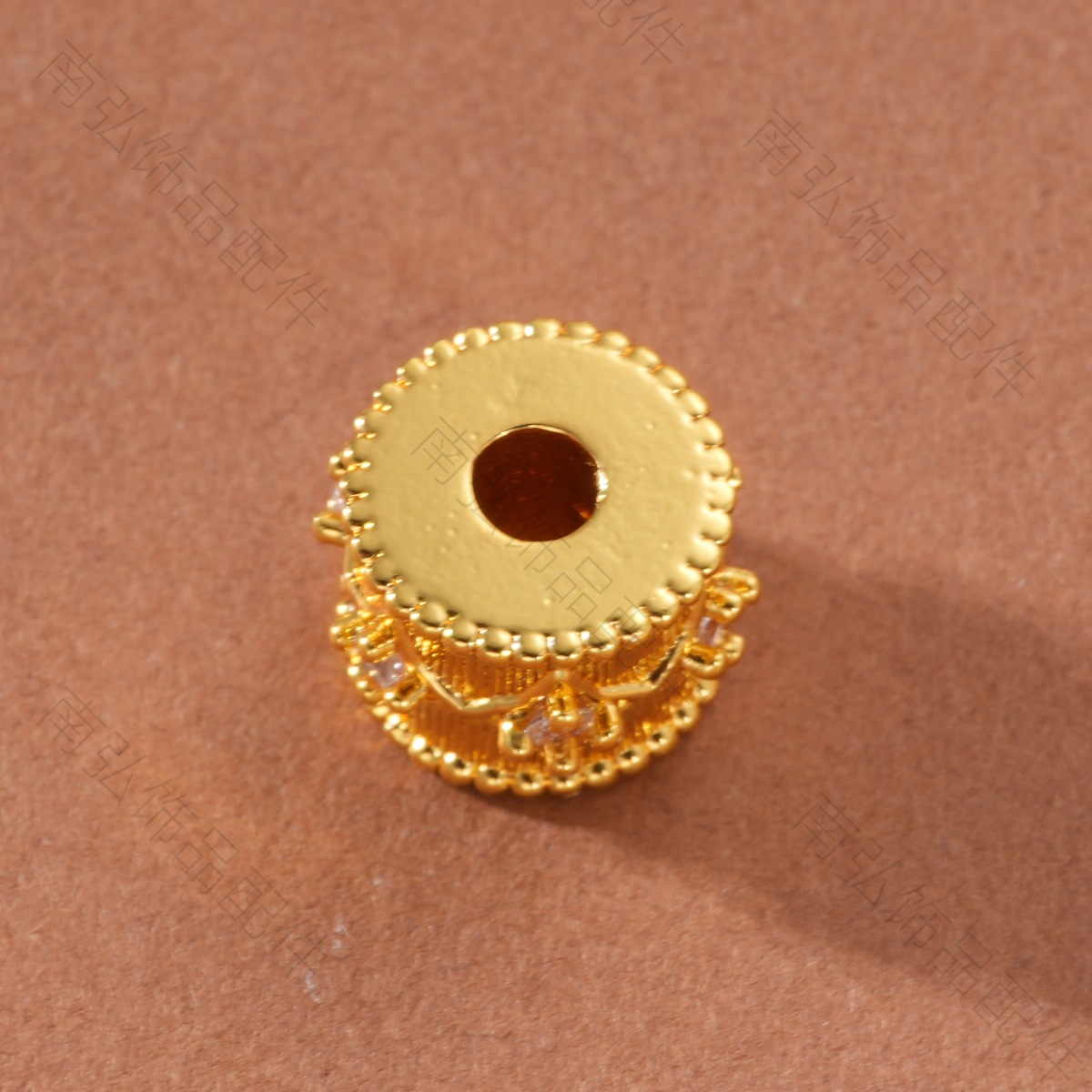 Ancient-style sand gold color retention inlaid zirconium brushed lustrous bead, high-end style bracelet, necklace, DIY jewelry accessories pic 7