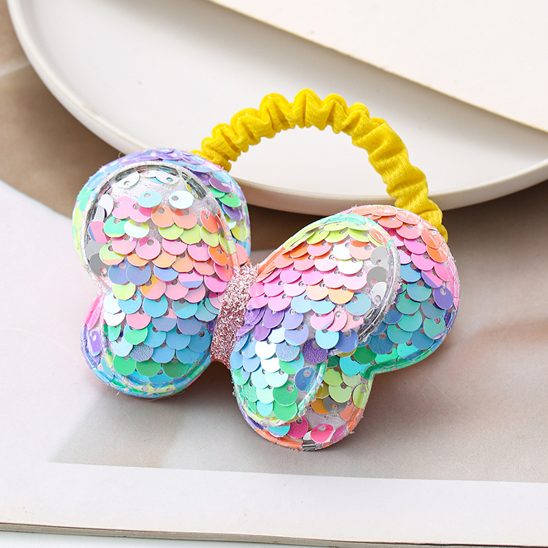 2025新款亮片蝴蝶发绳儿童发圈蝴蝶结扎高马尾头绳女孩橡皮筋头饰详情2