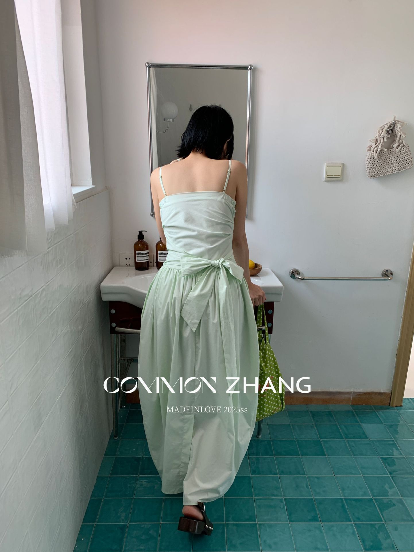 CZ ZHANG Summer Multi-color mint Mamba style lace-up waist-cinching and slimming halter flower bud dress for women B26925 pic 34