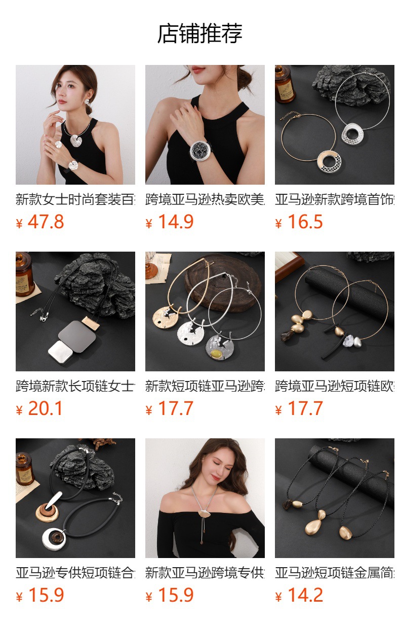 跨境亚马逊新款女士几何长项链金属简约小众饰品外贸批发欧美项饰详情1