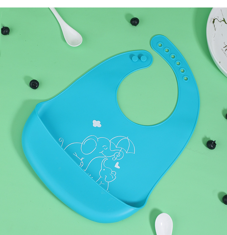 婴童 新款婴儿硅胶围兜 卡通口水兜 宝宝饭兜防水围兜免洗批发详情21