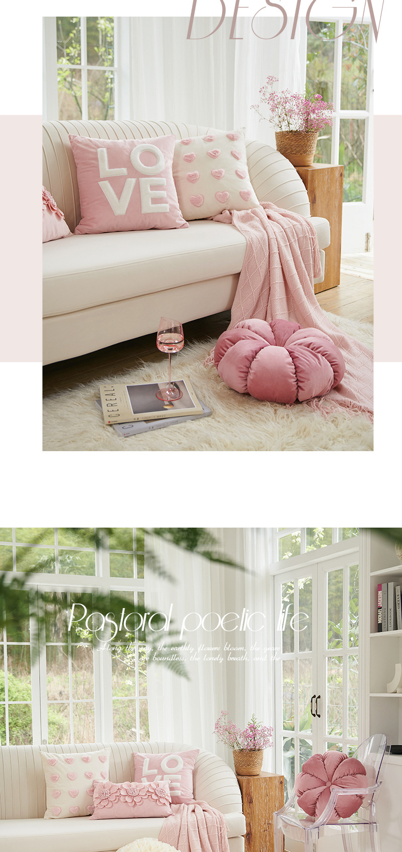 Wholesale of modern Ins-style pink girlish throw pillows, Nordic short plush cushions, sofa headrests and pillowcases pic 9