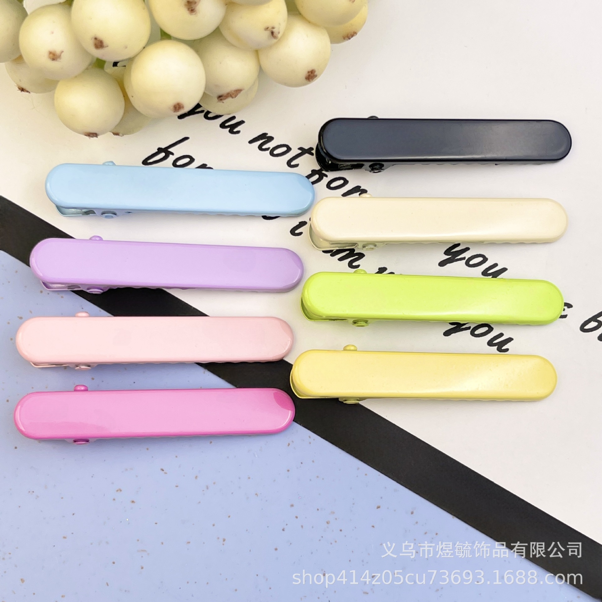 有痕马卡龙发夹奶油胶DIY一字夹糖果色鸭嘴夹彩色刘海侧边夹材料详情8