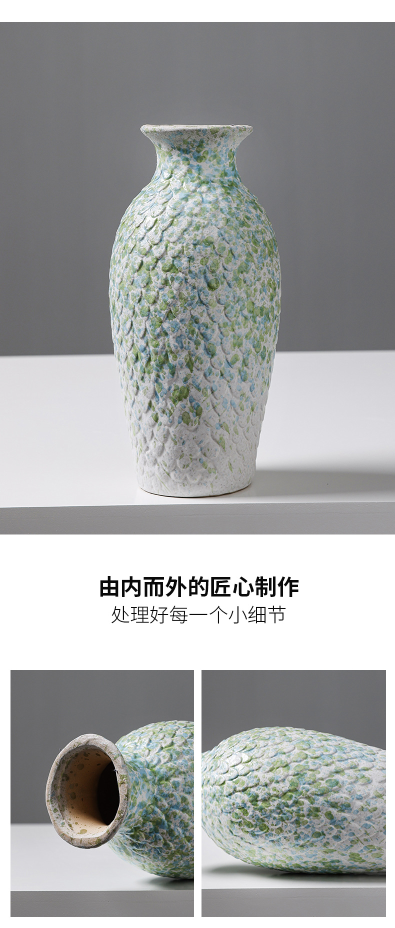 2025 Chinese-style retro ceramic jars, decorative vases, dried flowers, hydroponic, hotel, home, living room, entrance hall, flower arrangement ornaments, a sense of high-end pic 7