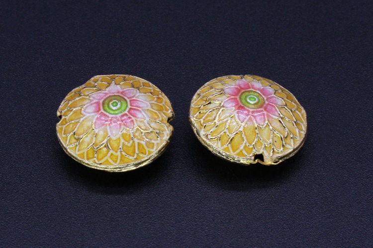 Traditional high-temperature enamel mechanism silver-blue ancient-style jewelry accessory, back cloud partition beads, cloisonne 17mm sunflower beads pic 8
