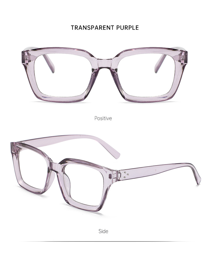 Anti-blue light square frame flat light glasses for women, contrasting color rice studs, simple and slender appearance, high level of spectacle frame, European and American trendy spectacle frame pic 19