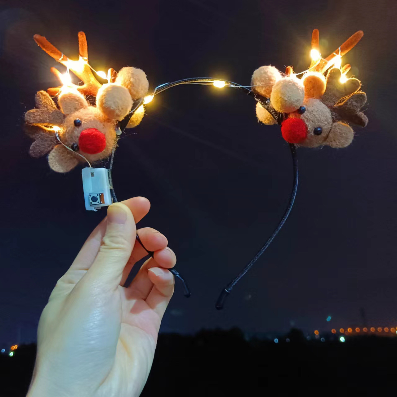 大鹿角梅花发箍圣诞发光羽毛头箍森系可爱节日装扮发夹地摊批发详情32