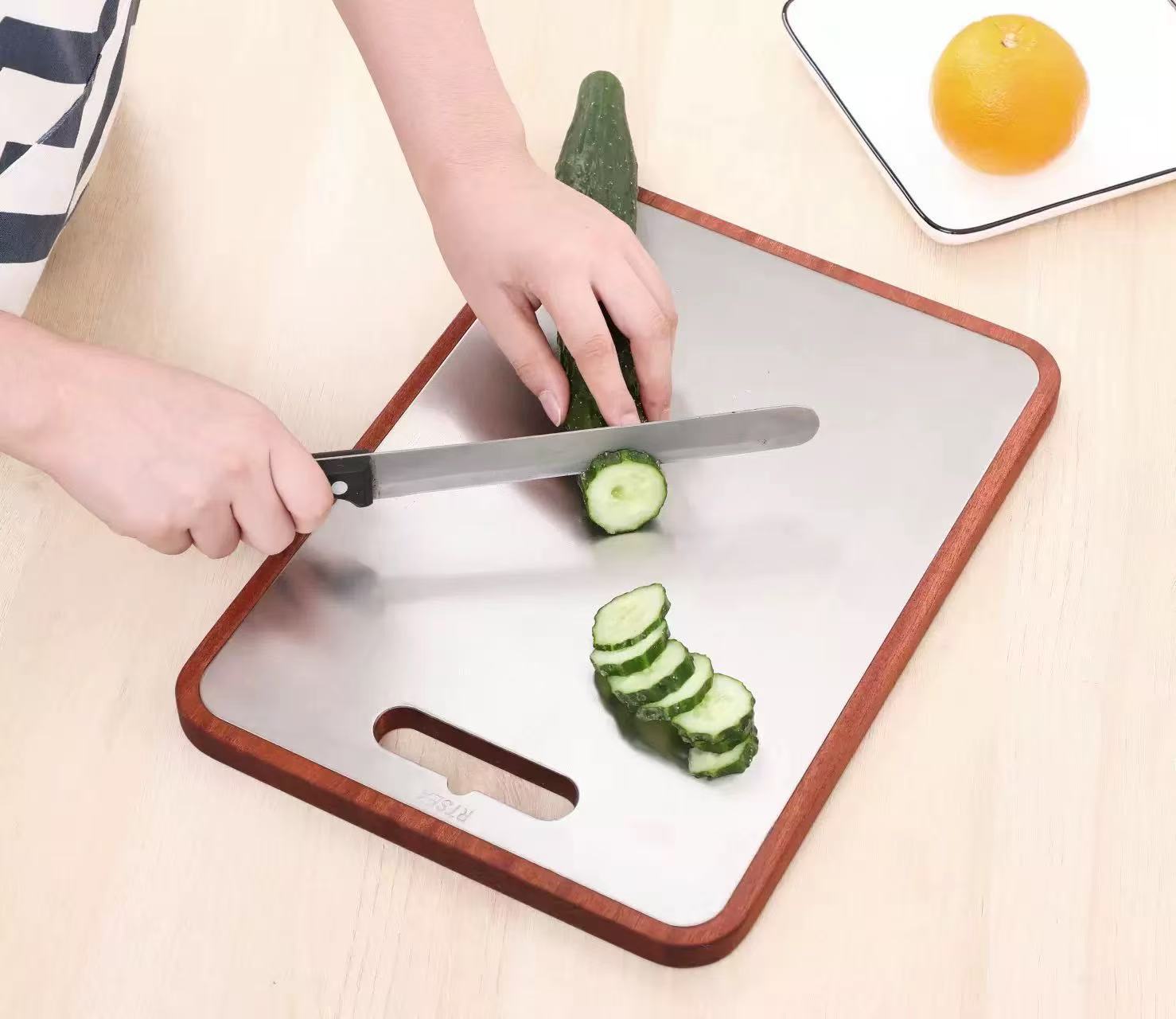 Household stainless steel double-sided cutting board, solid wood chopping board, cutting board, adhesive board, knife board pic 3