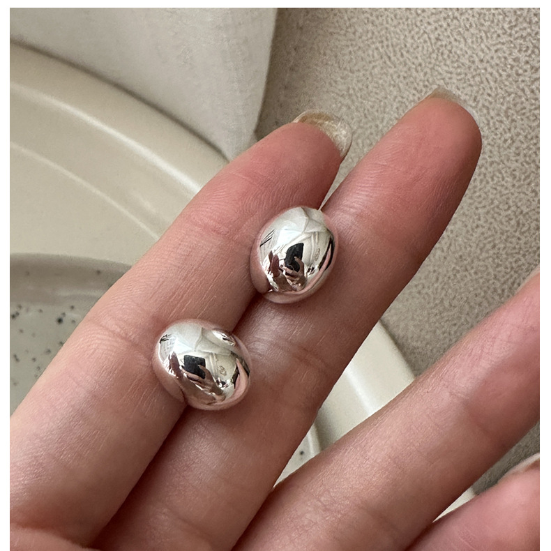 S925 sterling silver Korean version niche design style Bean earrings, Korean simple and fashionable commuter earrings wholesale pic 12