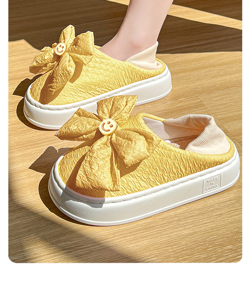 蝴蝶结月子鞋夏季薄款软底孕妇产后透气厚底包跟棉拖鞋女厂家代发详情16