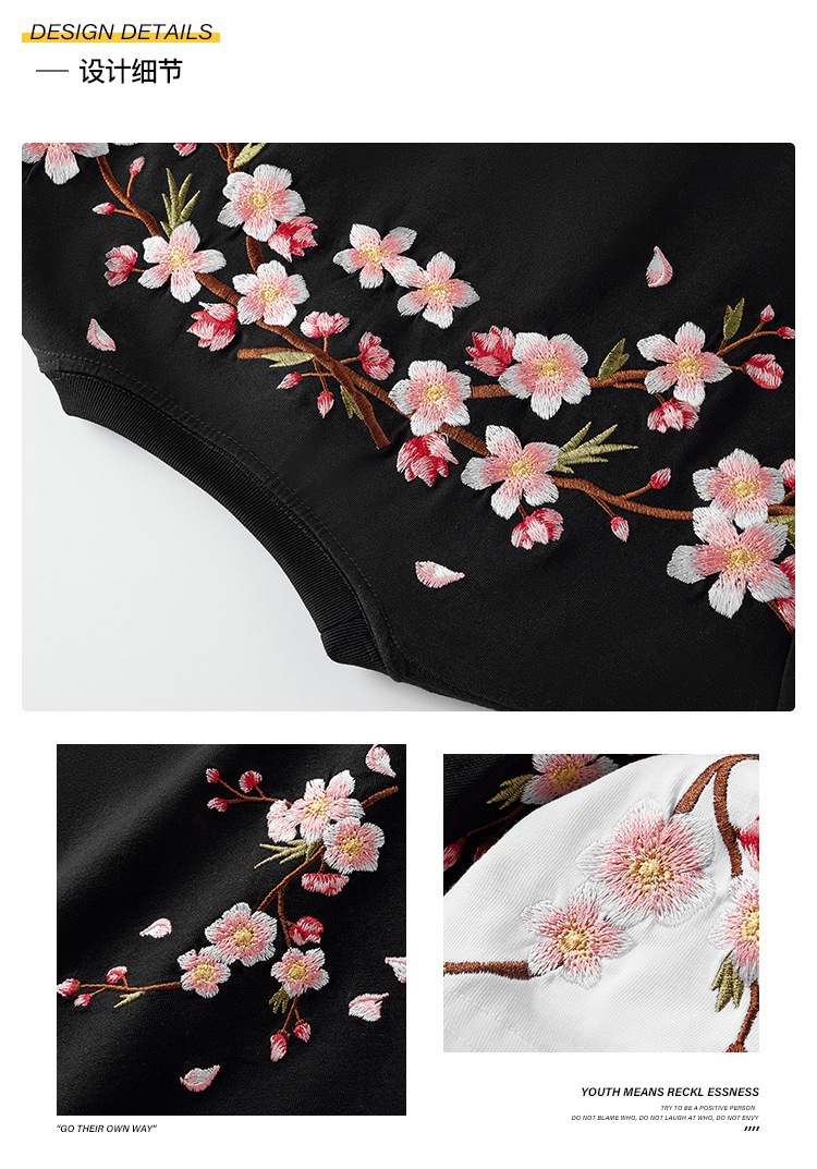 New Spring/Summer 2025 Guochao Chinese Trend brand loose plum blossom embroidered short-sleeved T-shirts for men and couples, summer half-sleeved pic 8