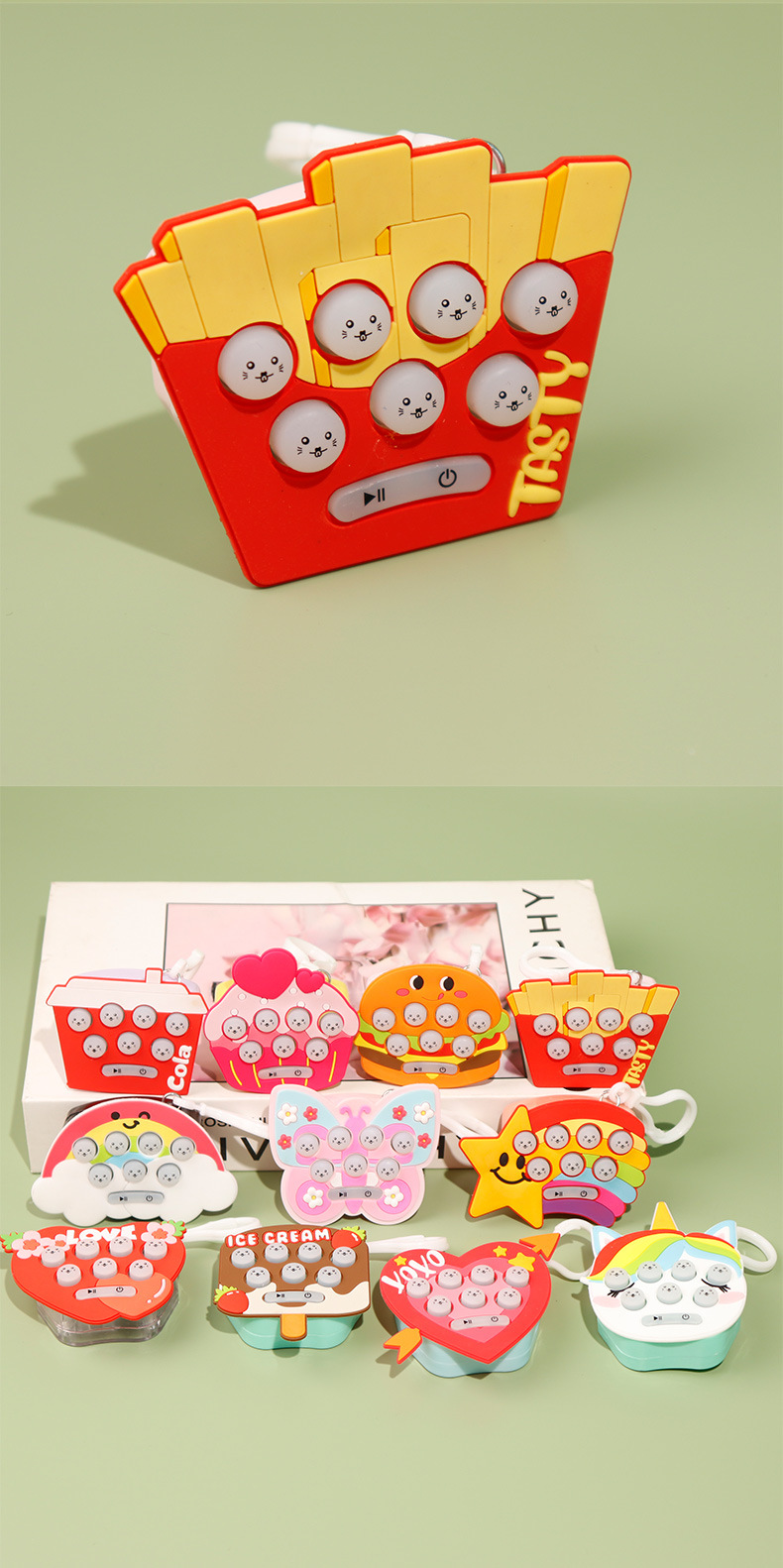 迷你掌上地鼠机游戏机卡通图案打地鼠电子发光解压玩具小钥匙扣批详情10