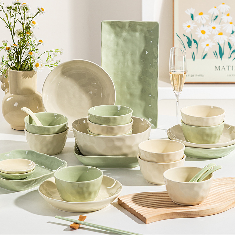 Underglaze French cream-style ceramic bowl and plate set, high appearance level, simple soup bowl, home 2025 new style pic 18