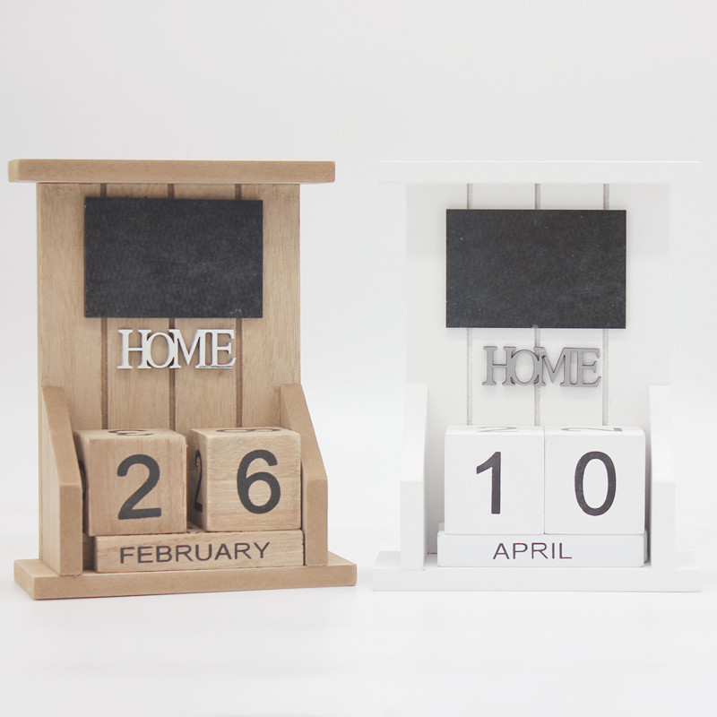 复古作旧古典风格小房屋HOME木质日历创意摆件家居装饰工艺品礼品木雕根雕详情5