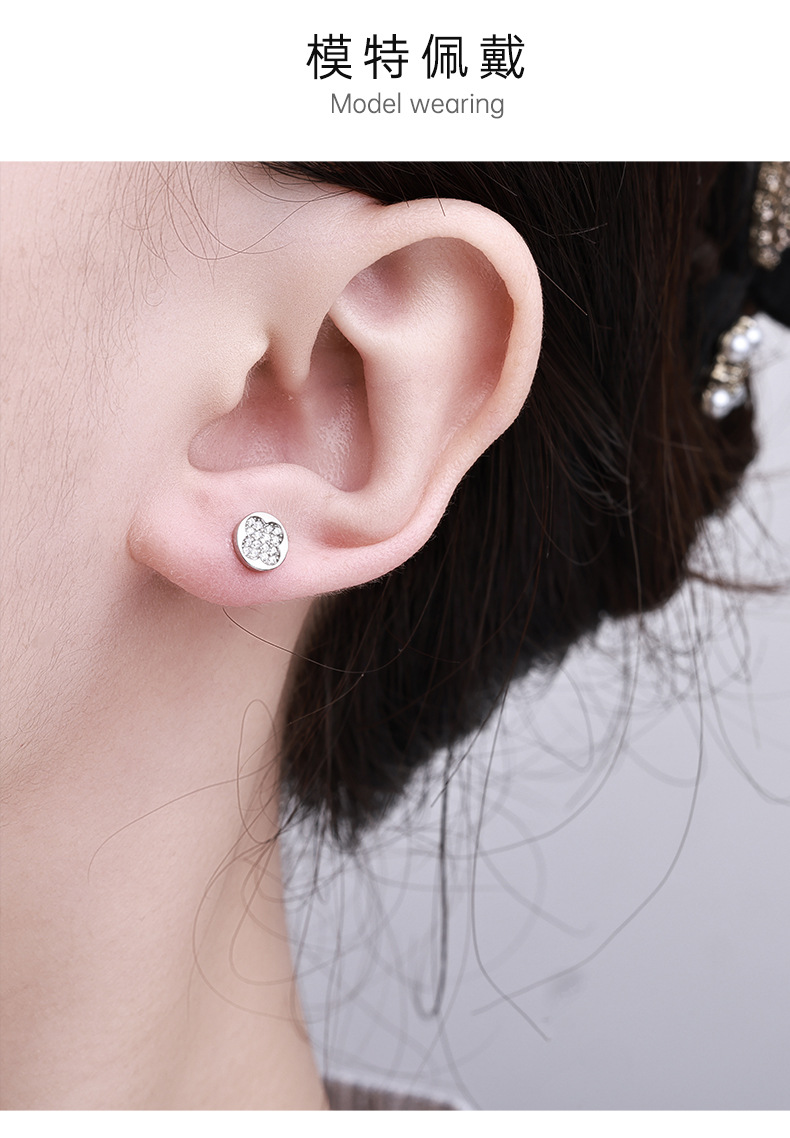 Influencia accesorios pendientes mujeres S925 plata de ley lleno de zirconia cuatro foles pendientes niche earthcrafts mini delicados pendientes versátiles al por mayor pic 3