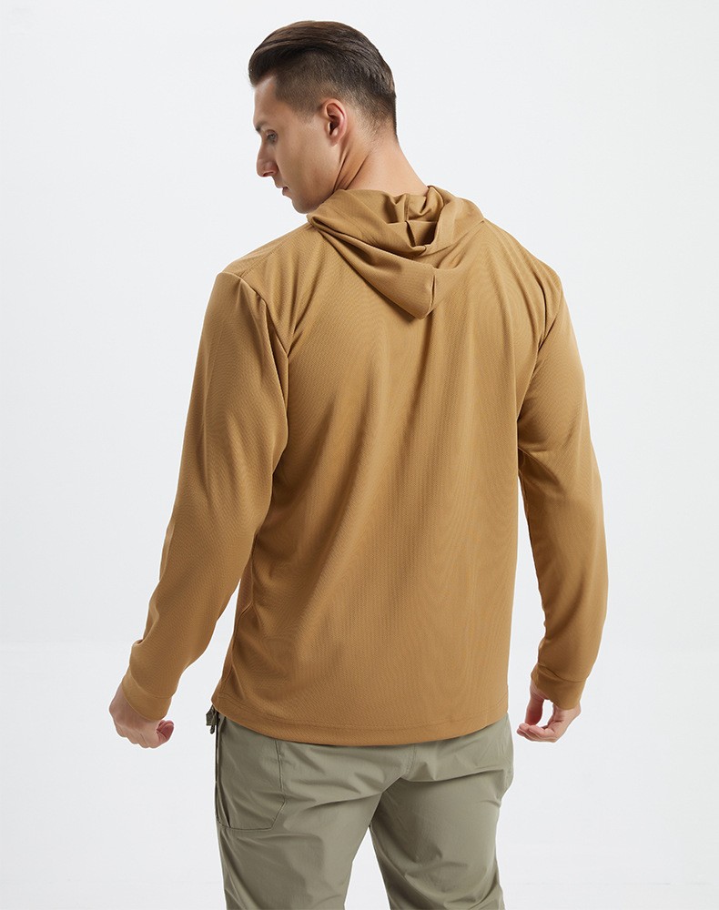 Yitu Custom long-sleeved T-shirt quick-drying hooded sun protection Outdoor sports fitness breathable tactical camouflage T-shirt for camping and fishing men pic 28