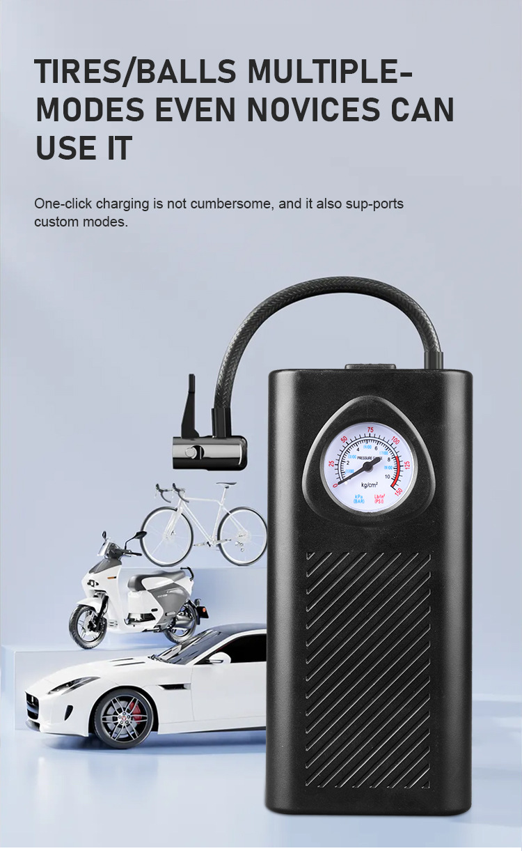跨境车家双用无线充气泵打气筒便携电动车轿车摩托车自行车充电打详情5