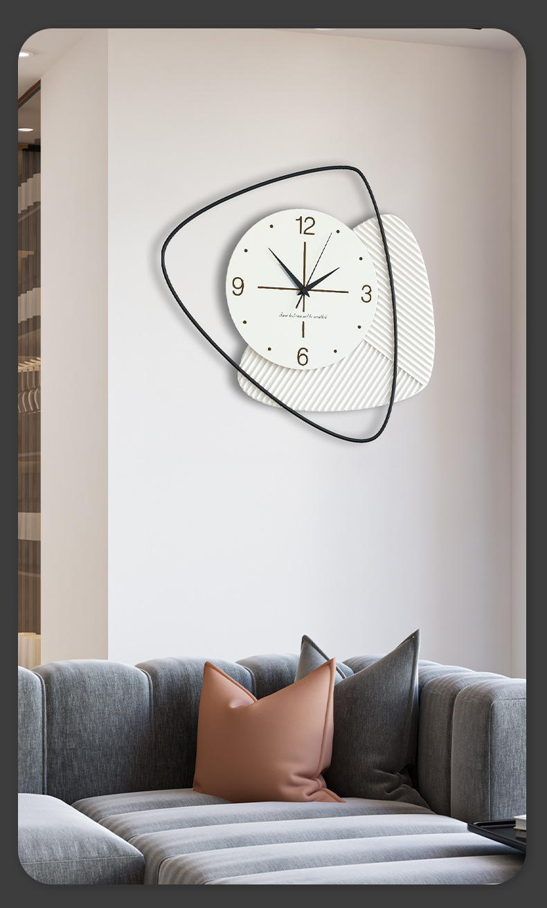 艺术装饰免打孔挂钟客厅简约钟表轻奢家用挂表网红壁钟时钟详情10