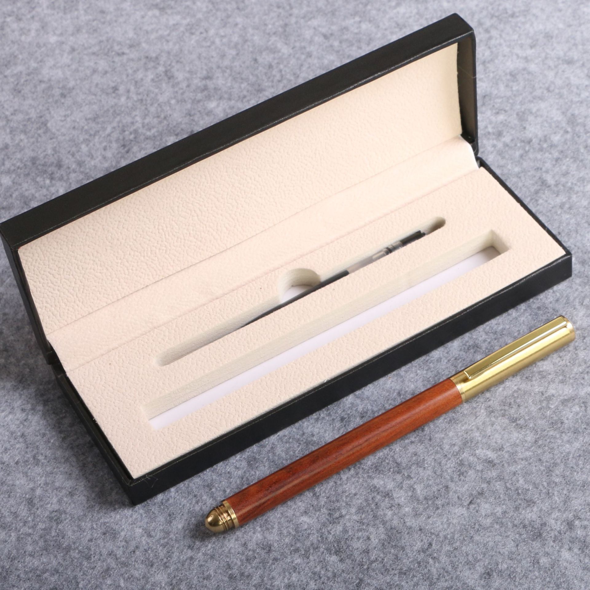 Wooden business pearl signature pen, brass solid wood pen clip, gel pen, LOGO printed, laser customized signature pen pic 2