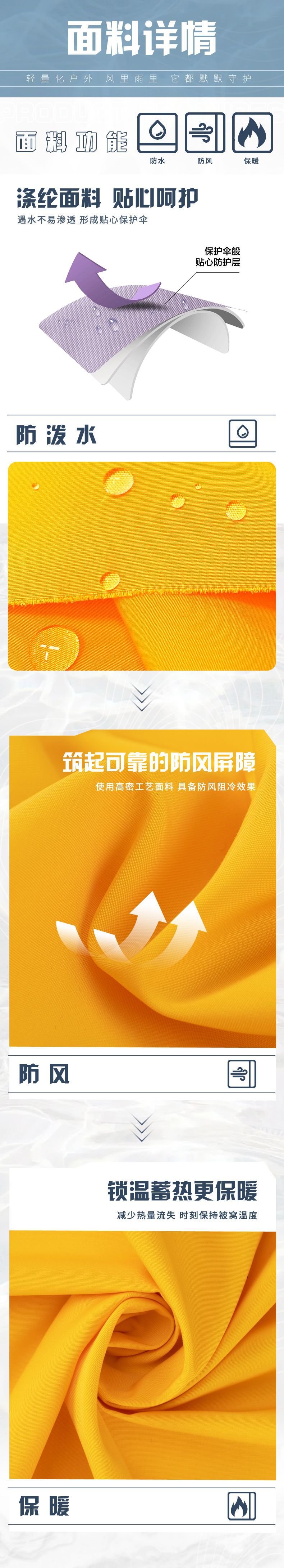 大鹅同款派克服面料保暖防泼水校服布料染色防风羽绒服布料涤纶布详情4